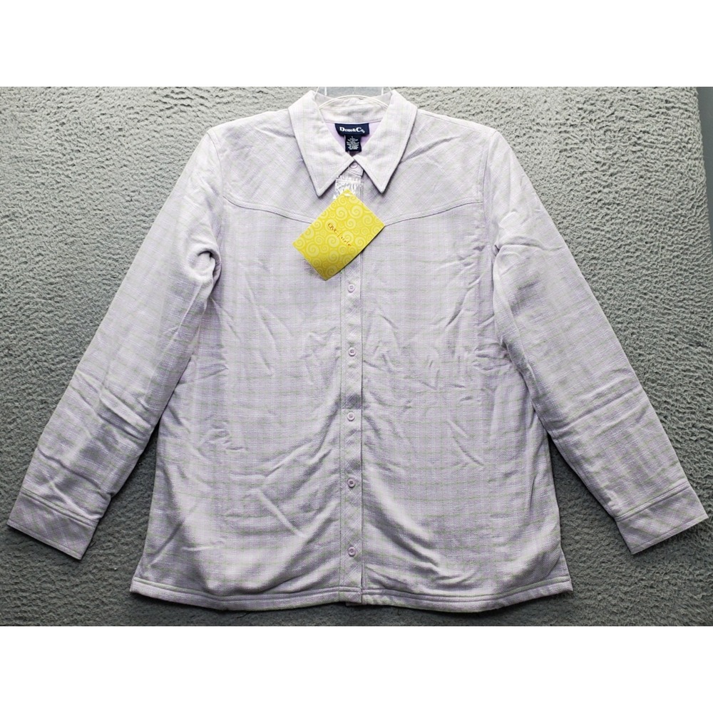 Denim & Co. Flannel Shirt Womens L Multi Plaid Fleece Lined Long Sleeve Collared